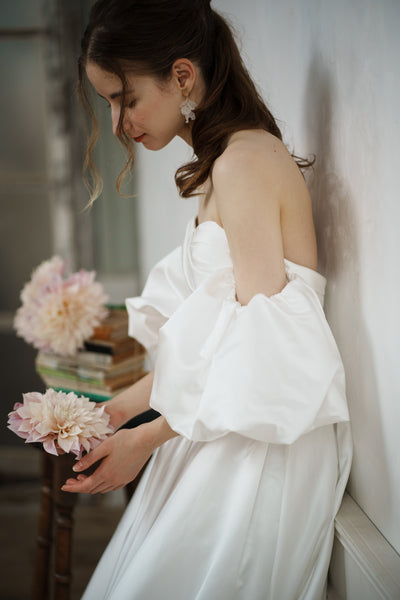 パフスリーブ ハートカット Aラインドレス(W257)