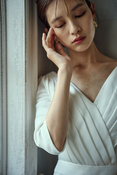 七分袖 Vネック ソフトマーメイドドレス(W287)