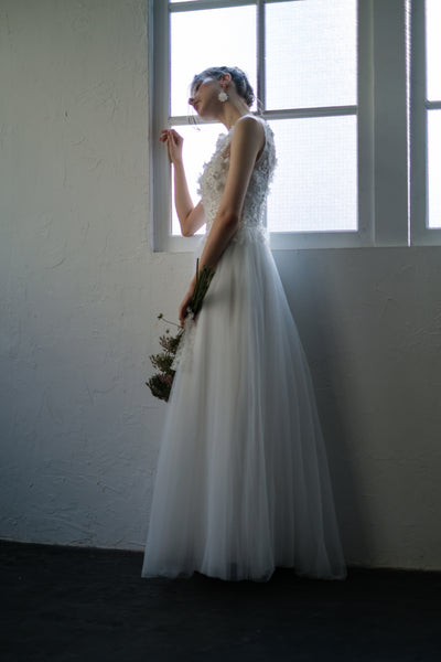 フラワーレース ノースリーブ チュールドレス(W238)