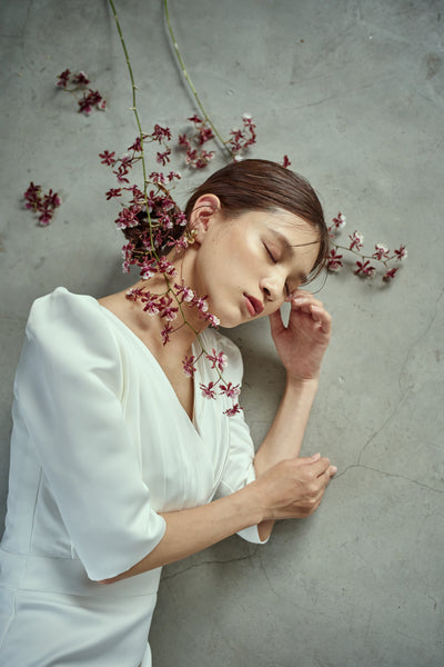 七分袖 Vネック ソフトマーメイドドレス(W287)