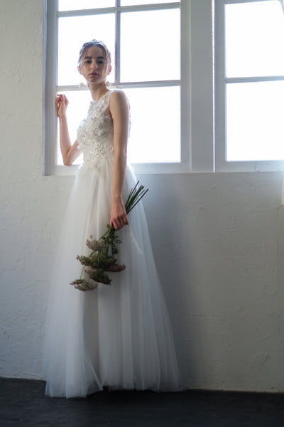 フラワーレース ノースリーブ チュールドレス(W238)