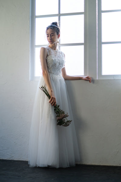 フラワーレース ノースリーブ チュールドレス(W238)