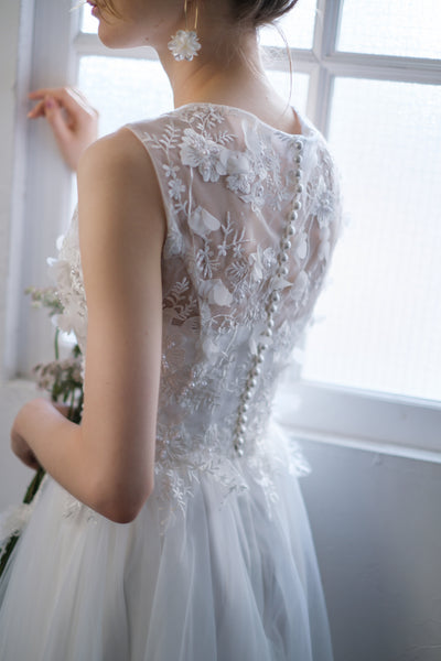 フラワーレース ノースリーブ チュールドレス(W238)