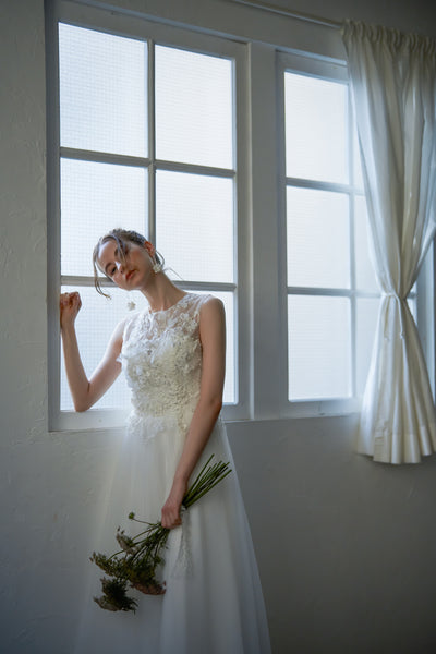 フラワーレース ノースリーブ チュールドレス(W238)