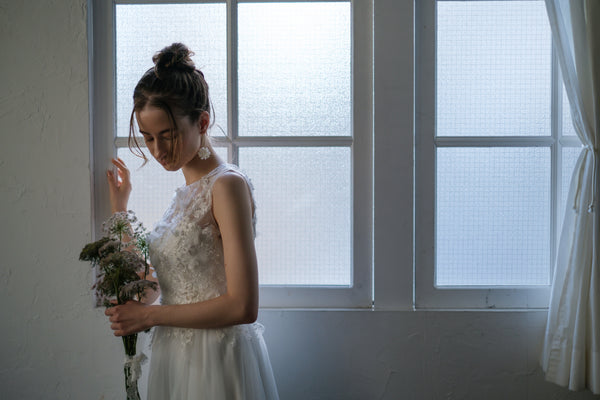 フラワーレース ノースリーブ チュールドレス(W238)