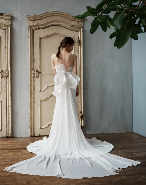 2way バックリボン ベアトップ ソフトマーメイドドレス(W265)