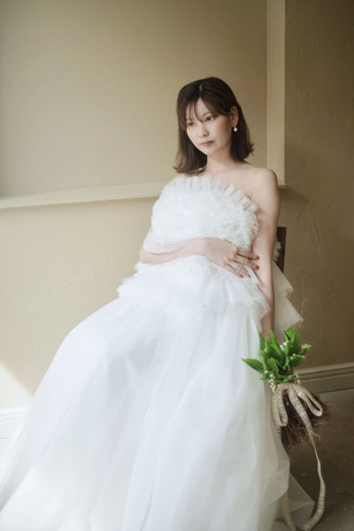 フリル チュールドレス ホワイト(W347WH)