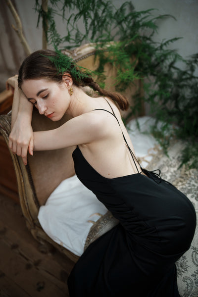 バッククロス キャミソールドレス ブラック(W261BK)