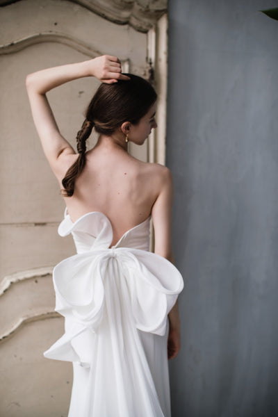 2way バックリボン ベアトップ ソフトマーメイドドレス(W265)