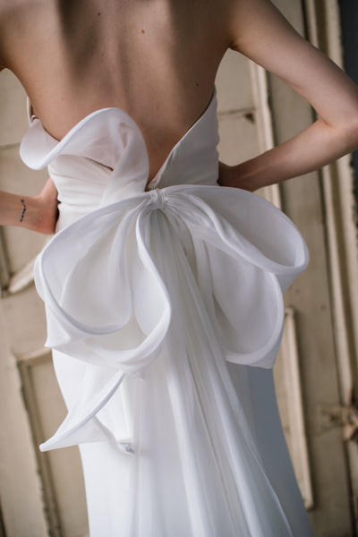 2way バックリボン ベアトップ ソフトマーメイドドレス(W265)