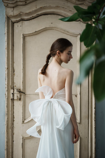 2way バックリボン ベアトップ ソフトマーメイドドレス(W265)