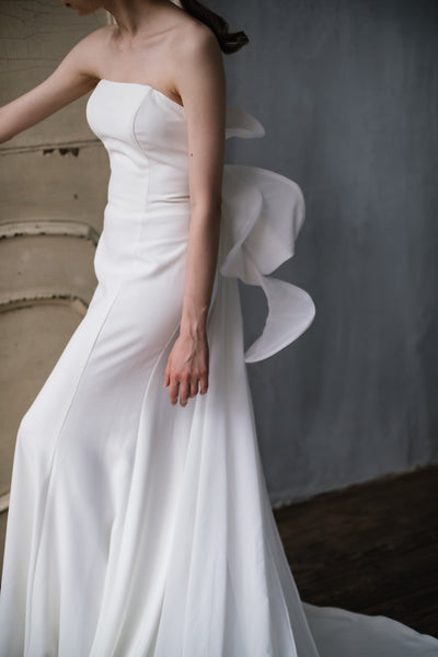 2way バックリボン ベアトップ ソフトマーメイドドレス(W265)