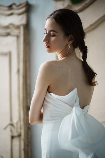 2way バックリボン ベアトップ ソフトマーメイドドレス(W265)