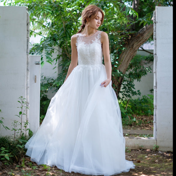 ノースリーブ レース Aラインドレス(W229)