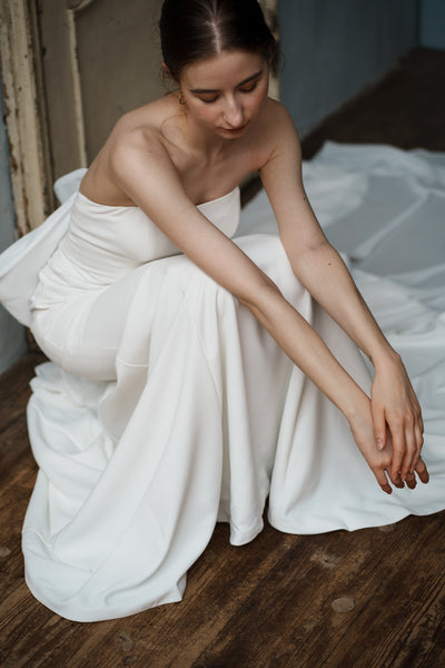 2way バックリボン ベアトップ ソフトマーメイドドレス(W265)