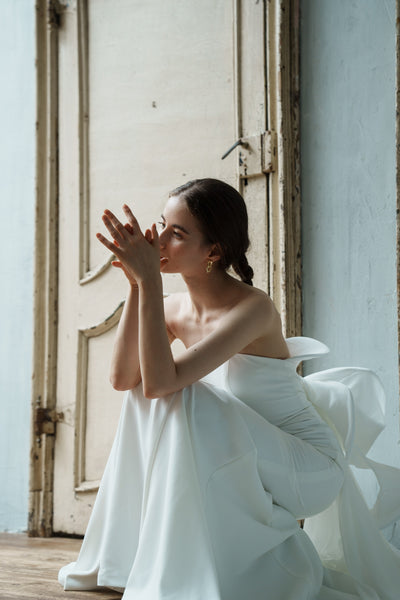 2way バックリボン ベアトップ ソフトマーメイドドレス(W265)