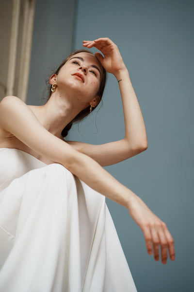 2way バックリボン ベアトップ ソフトマーメイドドレス(W265)