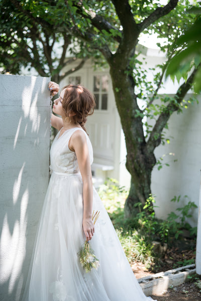 花柄刺繍 Aラインドレス(W223)