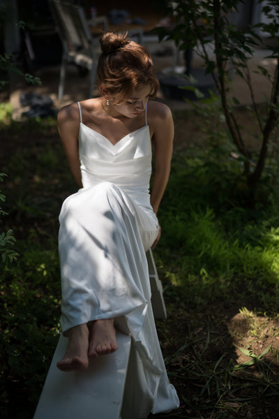 サテン ソフトマーメイド キャミソールドレス(W235)