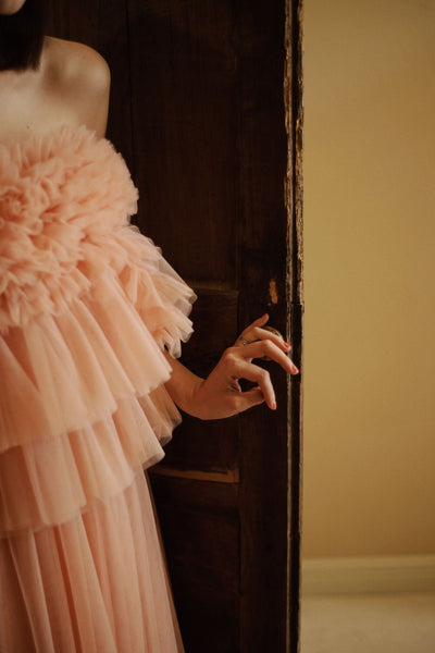 フリル チュールドレス コーラルピンク(W347CP)