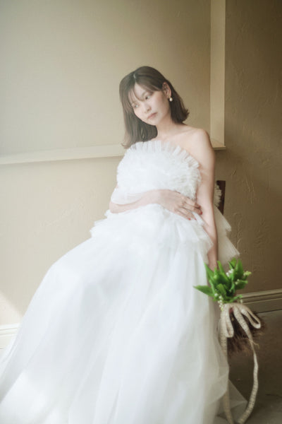 フリル チュールドレス ホワイト(W347WH)