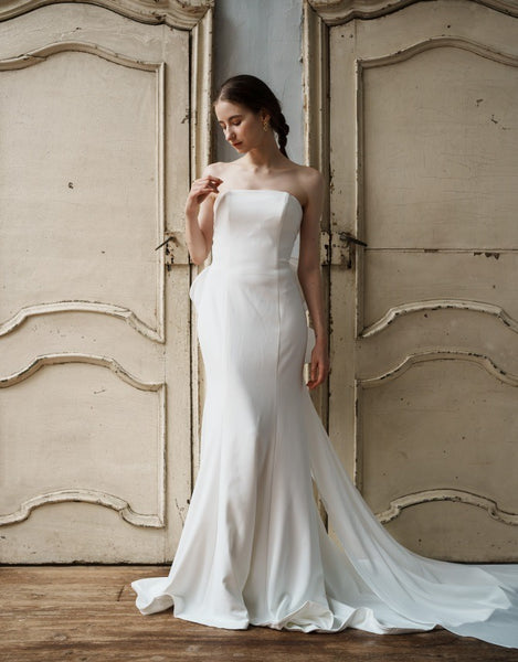 2way バックリボン ベアトップ ソフトマーメイドドレス(W265)