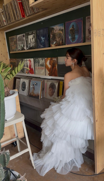 フリル チュール ティアードドレス(W359)