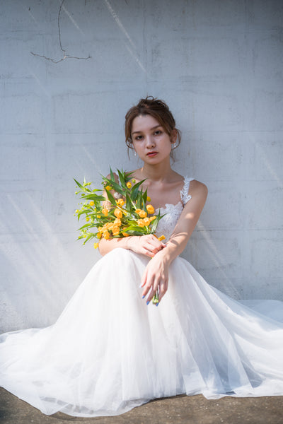 刺繍レース チュール マーメイドドレス(W221)