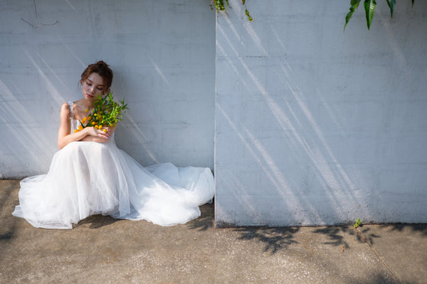 刺繍レース チュール マーメイドドレス(W221)