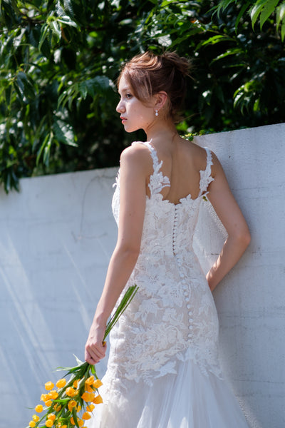 刺繍レース チュール マーメイドドレス(W221)