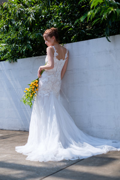 刺繍レース チュール マーメイドドレス(W221)