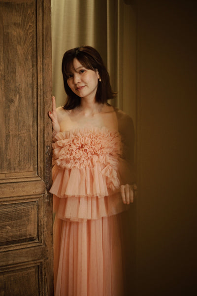 フリル チュールドレス コーラルピンク(W347CP)