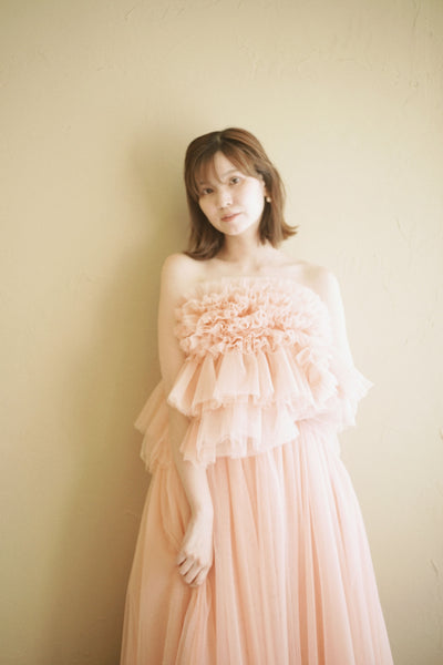 フリル チュールドレス コーラルピンク(W347CP)