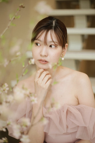 チュールショルダー ソフトマーメイドドレス ダスティピンク(W341DP)