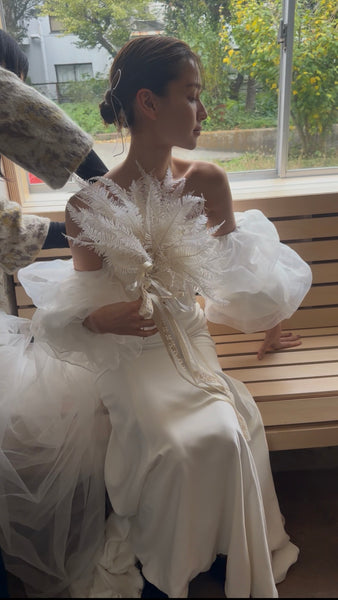 3way パフスリーブ バックトレーン ベアトップドレス(W282)