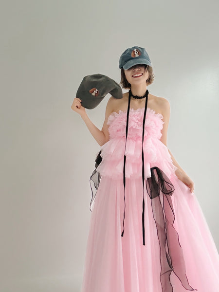 フリル チュールドレス リボンプラス ライトピンク(W347LP)