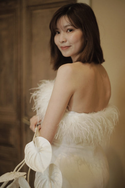 オーストリッチ フェザー ソフトマーメイドドレス(W349)