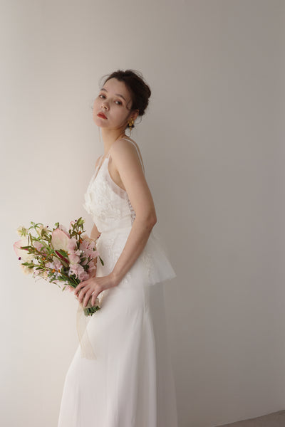 フレアデザイン 刺繍 シフォンドレス(W256)