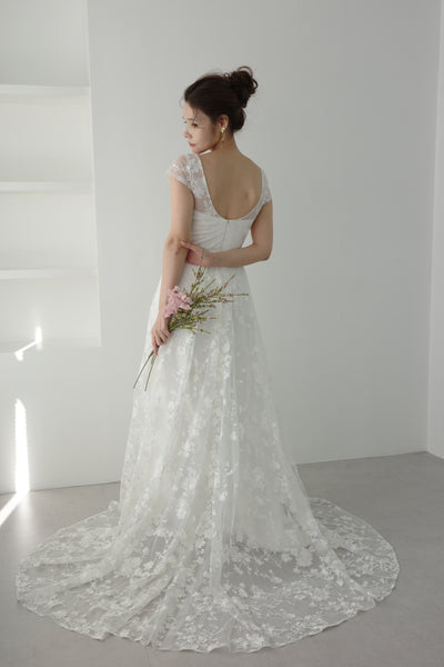 フレンチスリーブ 総レース Aラインドレス(W168)