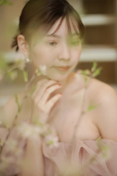 チュールショルダー ソフトマーメイドドレス ダスティピンク(W341DP)