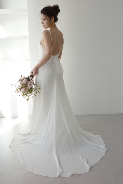 フレアデザイン 刺繍 シフォンドレス(W256)