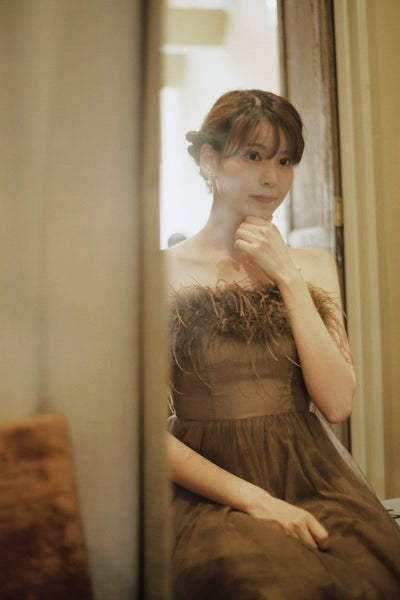 オーストリッチ フェザー チュールドレス(W348BR)