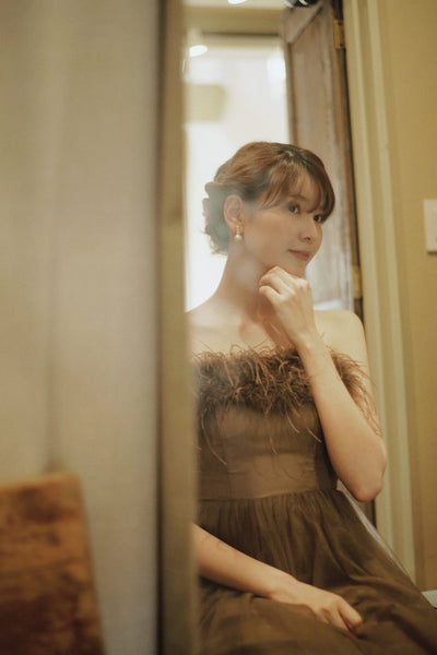 オーストリッチ フェザー チュールドレス(W348BR)