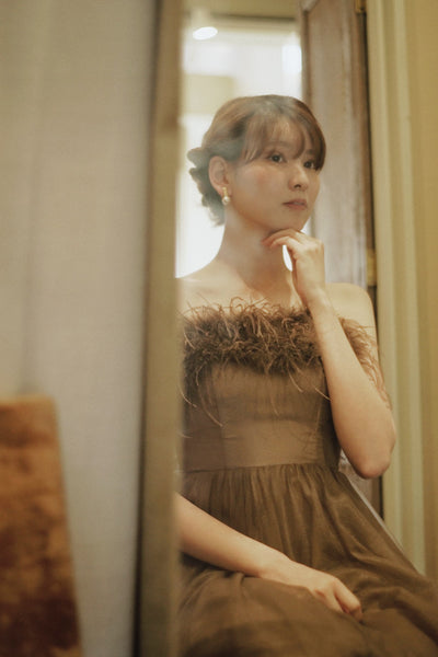 オーストリッチ フェザー チュールドレス(W348BR)