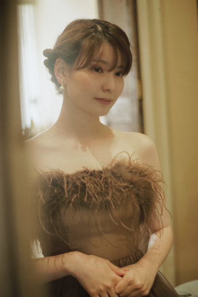 オーストリッチ フェザー チュールドレス(W348BR)