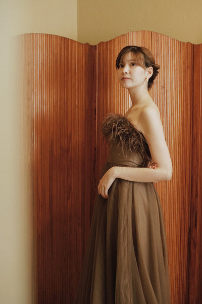 オーストリッチ フェザー チュールドレス(W348BR)