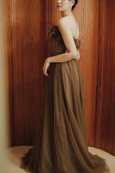 オーストリッチ フェザー チュールドレス(W348BR)