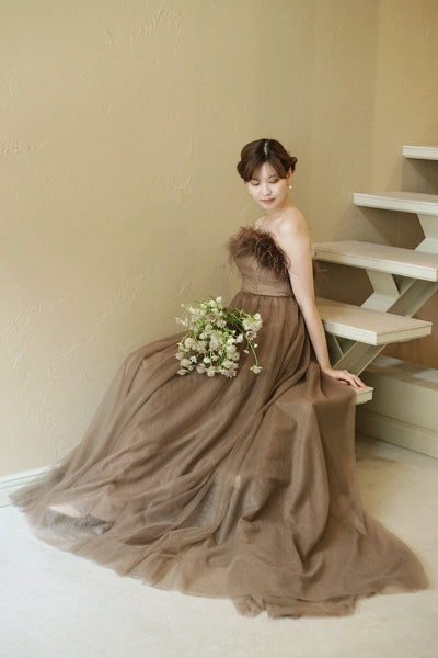 オーストリッチ フェザー チュールドレス(W348BR)