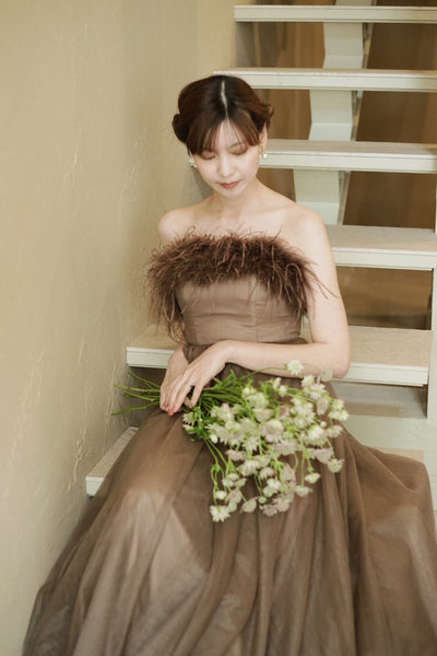 オーストリッチ フェザー チュールドレス(W348BR)