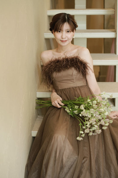 オーストリッチ フェザー チュールドレス(W348BR)